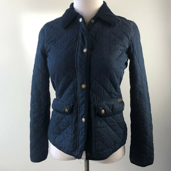 Lauren Ralph Lauren Jackets & Blazers - Lauren Ralph Lauren Quilted Denim Barn Jacket Corduroy Trim Collar Medium HW9832